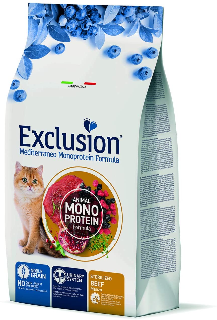 Exclusion Cat Mediterraneo Noble Grain Adult Sterilised Manzo 300 gr Exclusion Cat Mediterraneo Noble Grain Adult Sterilised Manzo 300 gr